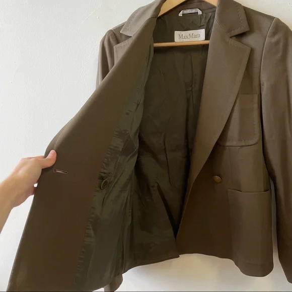MaxMara Olive Wool Military Blazer Size 6 - Picture 8 of 15